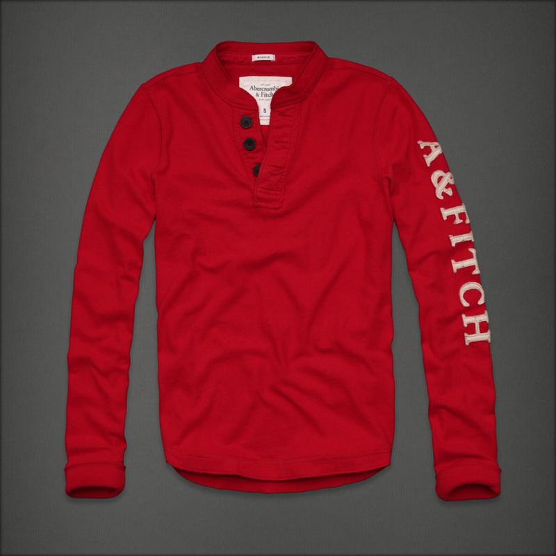 Abercrombie Fitch Hombres Ponte de pie de cuello Largo Remera AF6171